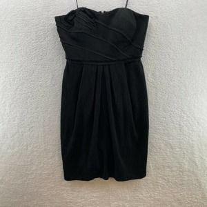 Suzie Chin for Maggy Boutique Womens Dress Size 8 Black Strapless Front Pleated